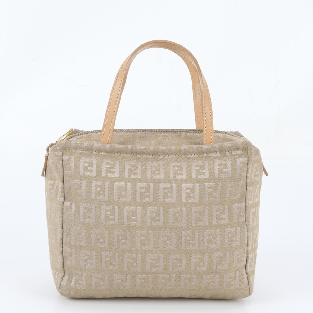 Fendi Zucchino FF Canvas Leather Handbag Tote Bag - Brand Name Women's